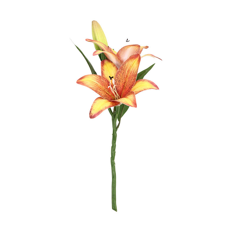 16" Single Stem Lily with 3 Blooms, Artificial Flower for Weddings, Home Decor, and Events