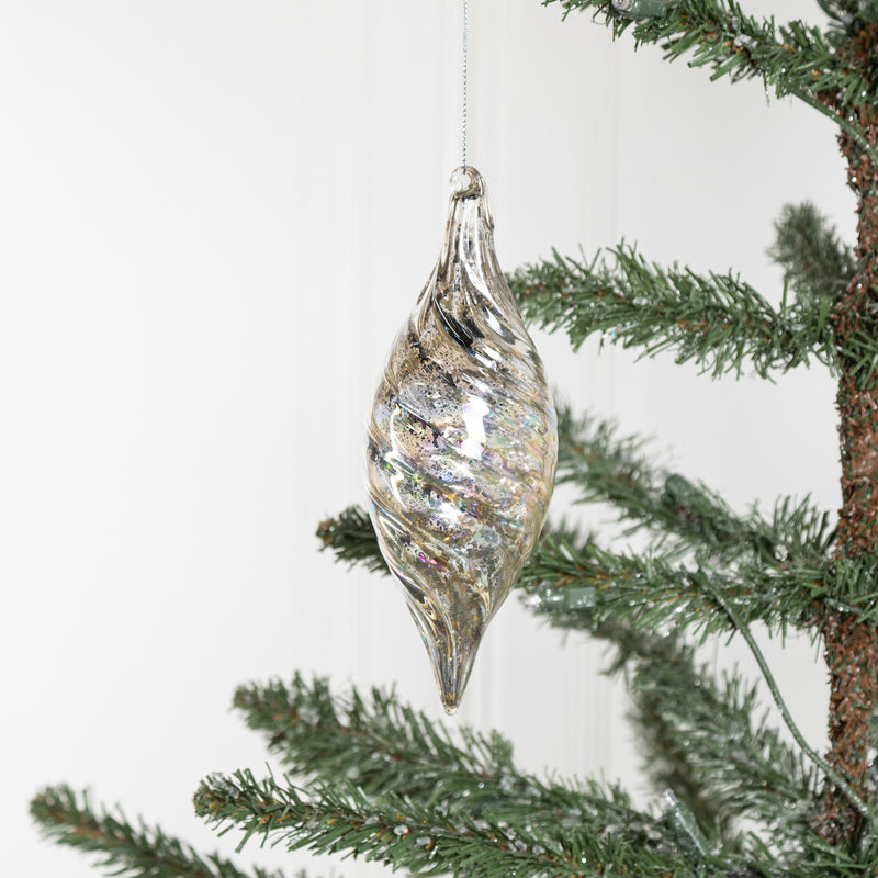 Bulk Christmas Glass Ornaments Sparkle Helical Drop Ornament for Christmas Tree Decor Wholesale