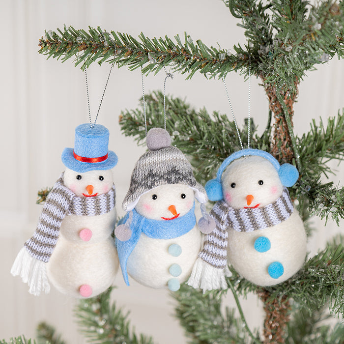 Bulk Christmas Snowmen Doll Ornament with Scarf Hat Xmas Tree Charms Decorations Holiday Home Decor Wholesale