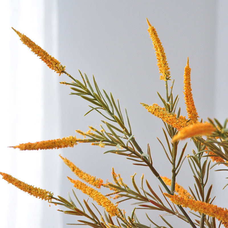 Artificial Sage & Foxtail Grass Stem, Soft PVC Faux Greenery Spray in Orange or Red, Bendable Stem for Fall Decor, Wedding & Vase Arrangements