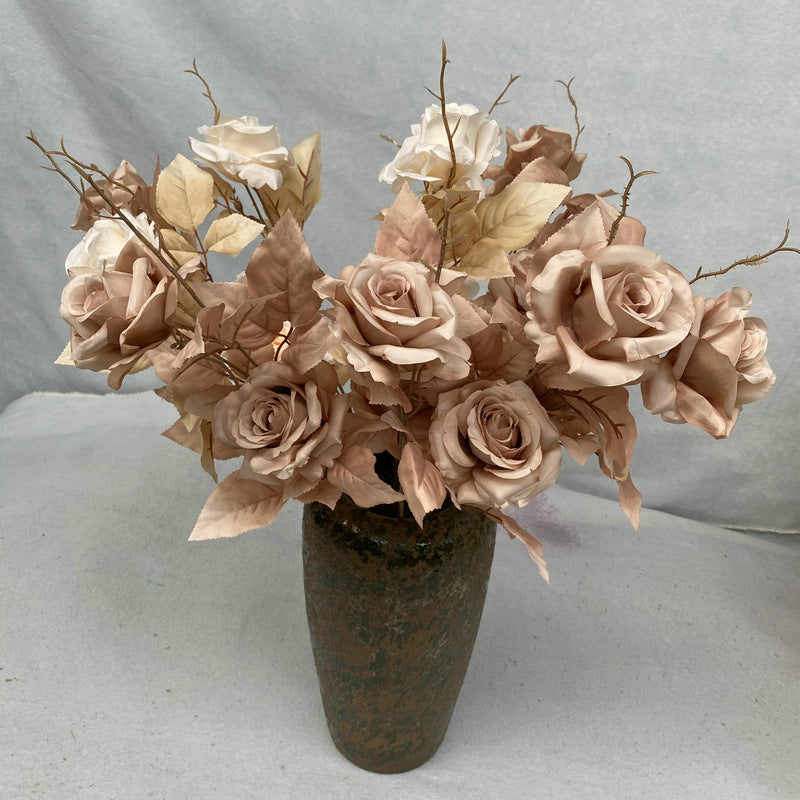 Artificial Alice Rose Stem, Single Stem with 2 Blooms, 31" Long, Silk-Like Fabric, for Weddings & Home Decor