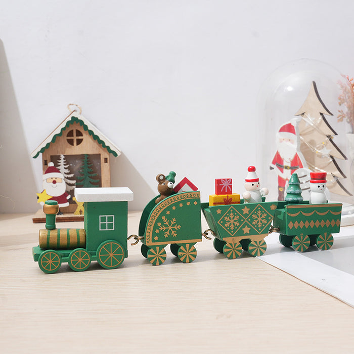 Bulk Wooden Train Toy DIY Christmas Ornaments for Kids Xmas Table Decor Wholesale
