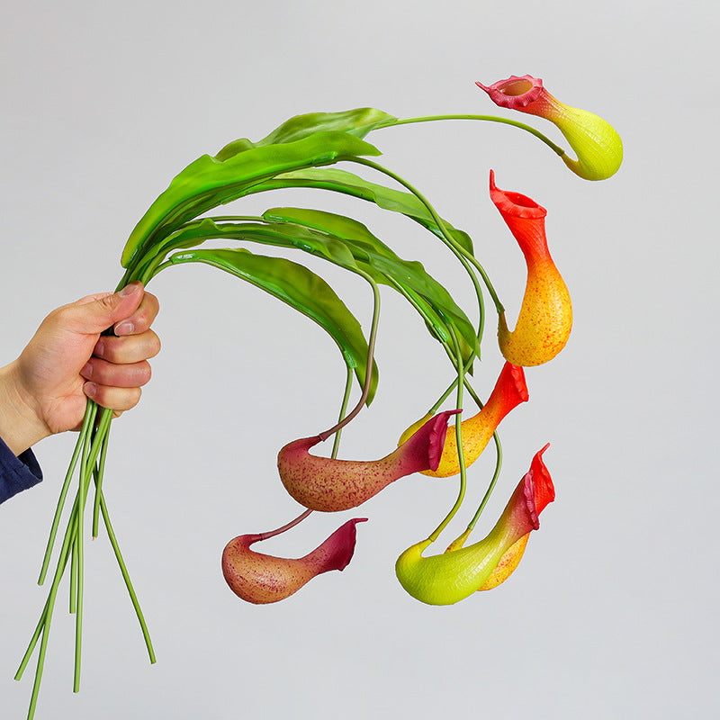 Artificial Pitcher Plant Vine, 30" Hanging Trailing Foliage, Realistic Plastic Greenery for Home Decor, Wedding Backdrops, Shelf Styling