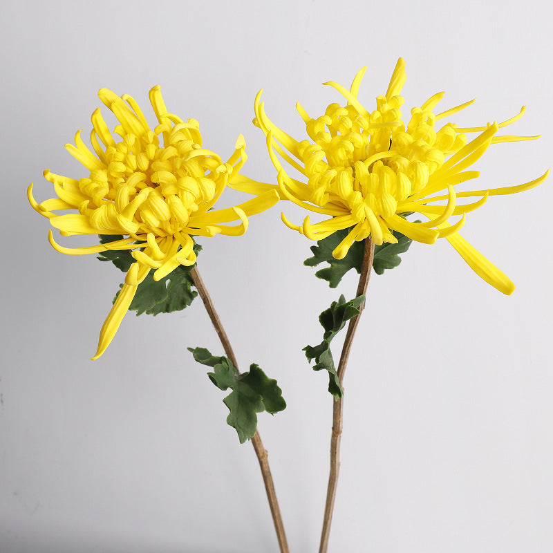 Artificial Chrysanthemum Single Stem, Realistic PU Flower for Home Decor, Weddings & Events, 28" Tall with 8" Bloom