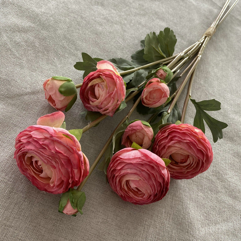 9-Bloom Hand-Tied Bouquet, Faux Silk Peony Stems, 22" Tall, Wedding & Home Decor