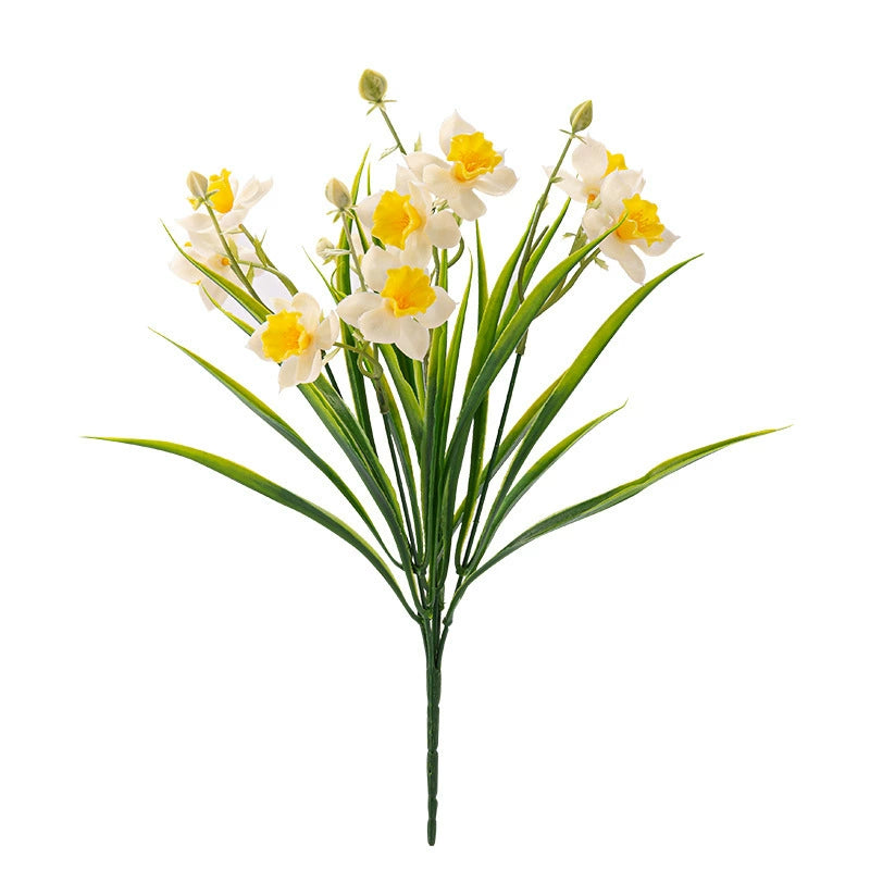 Lifelike Artificial Daffodil Flowers - 5-Stem Set with 10 Blooms, 14.6" Tall