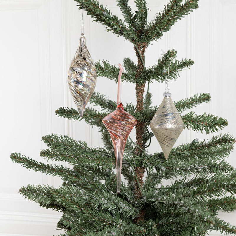 Bulk Christmas Glass Ornaments Sparkle Helical Drop Ornament for Christmas Tree Decor Wholesale