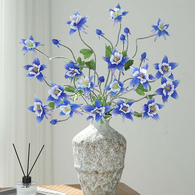 35" Artificial Clematis Bush with 9 Blooms, Silk-Like Faux Flowers for Wedding, Home Decor, and Events