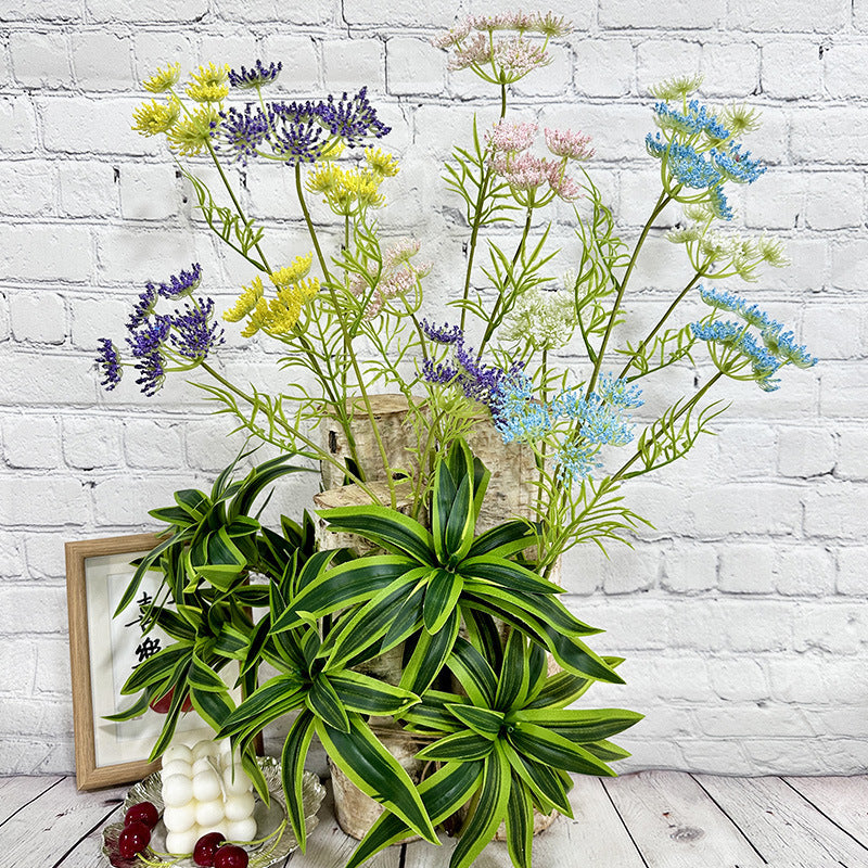 Artificial Lace Flower Stem, 30" Single Stem with 24 Blooms, Realistic Plastic Floral for Wedding Decor & Home Arrangements