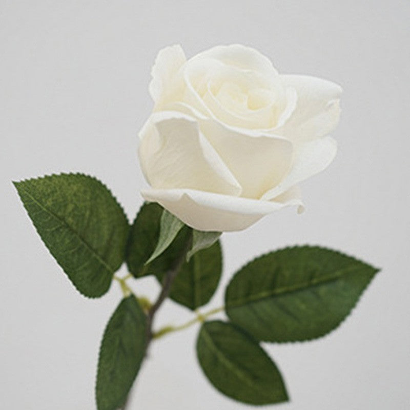 19" Single Stem Faux Silk Rose, Realistic Artificial Flower for Home Decor, Weddings & Events