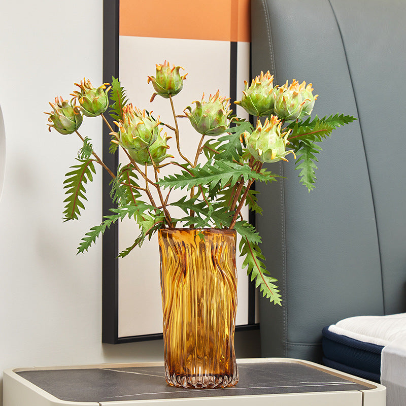 Artificial Milk Thistle Stem with 2 Blooms, 23" Tall Faux Botanical for Home Decor, Wedding Centerpieces & Commercial Displays