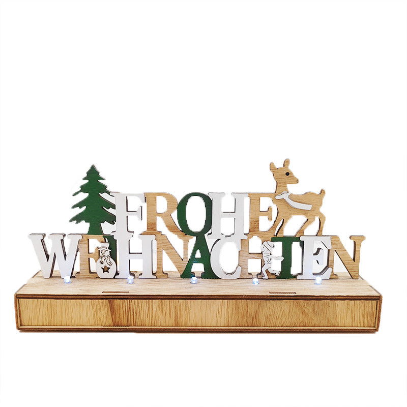 Ornements de lettres de Noël allemands en vrac pour décorations de table en bois phosphorescentes en gros