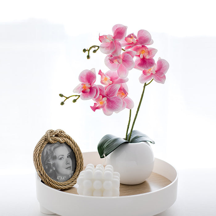 Bonsai de flores de orquídeas artificiales de 13 "a granel con maceta al por mayor