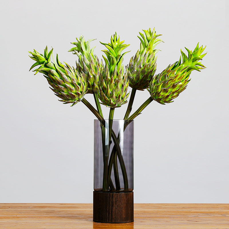 Artificial Pineapple Top Single Stem, Tropical Faux Plant for Home Decor, Wedding Centerpieces & Commercial Displays