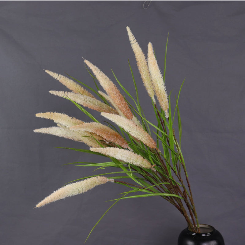 Artificial Reed Grass Bush, 40" Tall Faux Pampas Grass Decor, Realistic Hand-Flocked Stems for Wedding Centerpieces & Home Decor