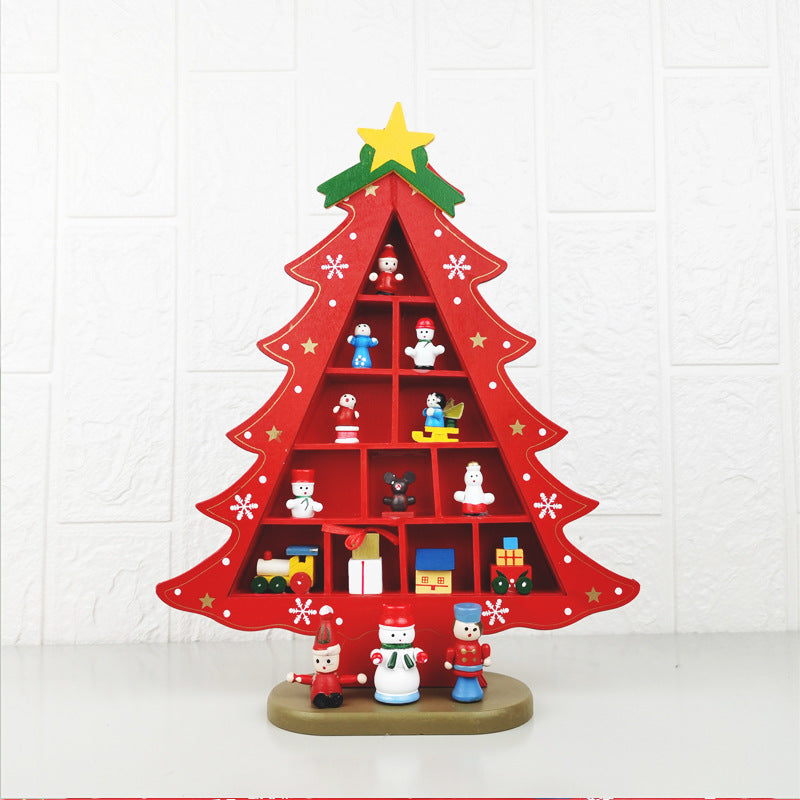 Bulk Plaid Xmas Tree with Dolls Ornaments Sets for Home Desktop Decor Wholesale