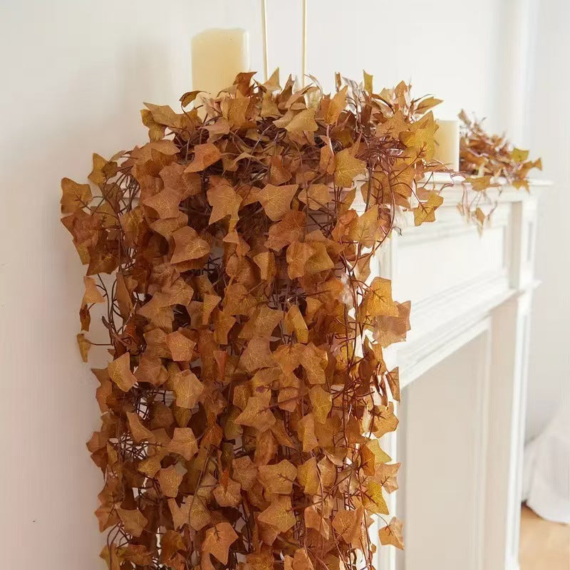 Artificial Fall Maple Leaf Garland, 12-Pack, Indoor Outdoor Thanksgiving Home Decor