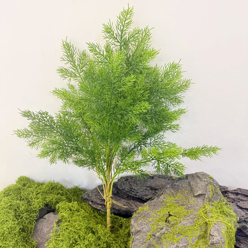 Artificial Asparagus Fern Bush, Faux Pine Needle Greenery Stem in Plastic, for Plant Walls, Floral Design & Home Decor
