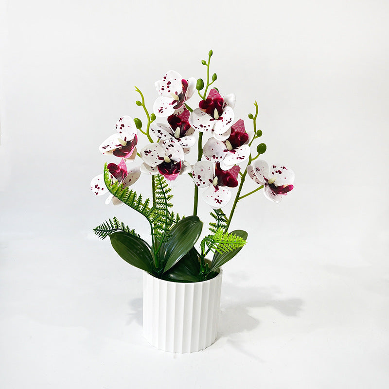 Potted Phalaenopsis Orchid with 9 Blooms, 12.4" Artificial Silk Flower Arrangement for Home Decor, Wedding & Office