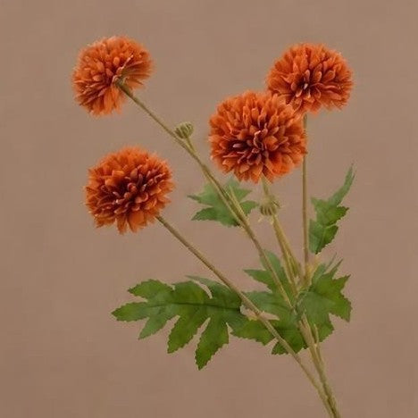 Autumn Dandelion & Chrysanthemum Bush, 4-Bloom Artificial Flower Arrangement for Home Decor, Weddings, and Events