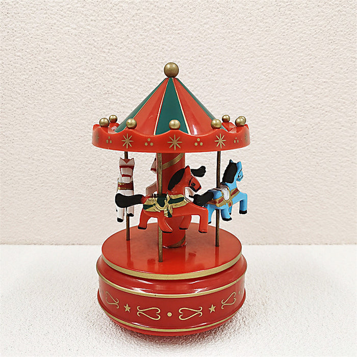 Bulk Christmas Carousel Music Box with 4 Moving Horses Children's Toys for Festival Ornaments Wholesale