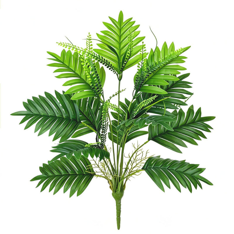 Artificial Areca Palm Bush with Travelers Palm Leaves, 21" Tall Faux Tropical Plant for Home Office Decor, Wedding & Event Styling