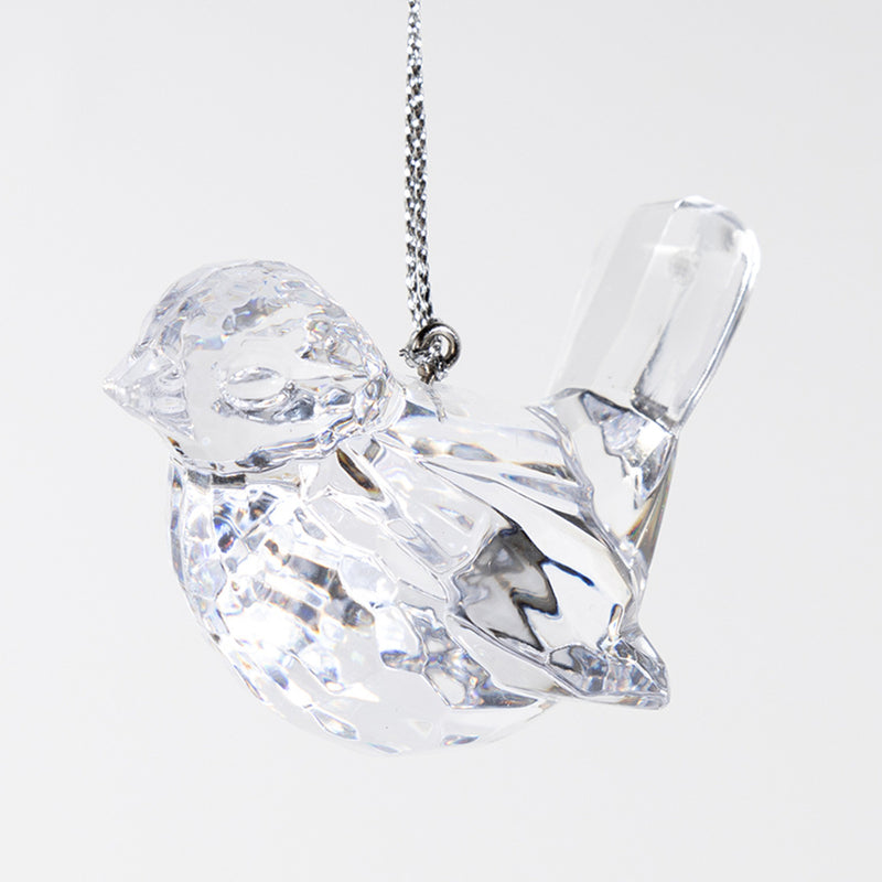 Bulk Christmas Ornaments Acrylic Transparent Bird Hanging Decoration with Pine Cones Pine Needles for Xmas Tree Decor Wholesale