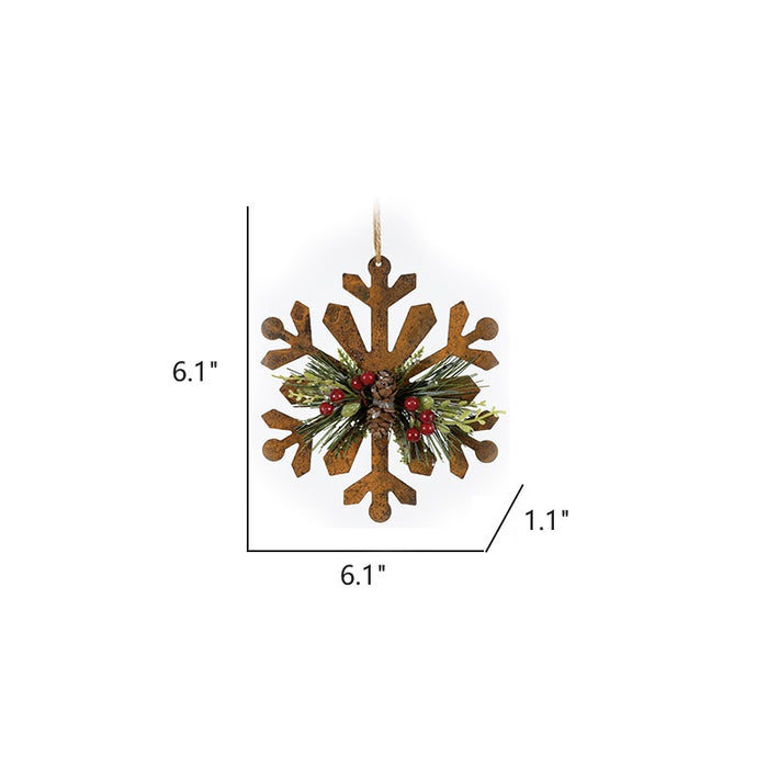 Bulk Christmas Ornaments Wood Hollow-out Snowflake with Pine Cone Xmas Tree Hanging Decorations Wholesale
