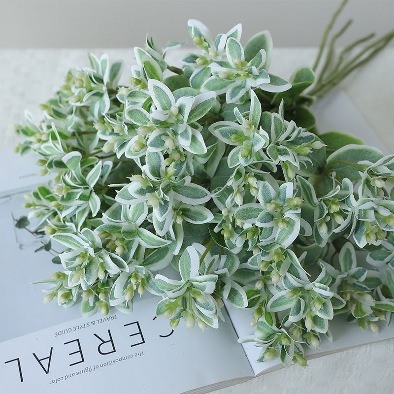 Single Stem Artificial Mint Leaves with White Edges, 18.5", Realistic Faux Greenery for Weddings & Outdoor Decor