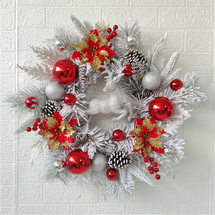 Bulk Christmas Wreaths Elk Cedar Pinecones Glitter Poinsettias Flowers Artificial Wreaths for Front Door Wall Hanging Holiday Party Decoration Wholesale