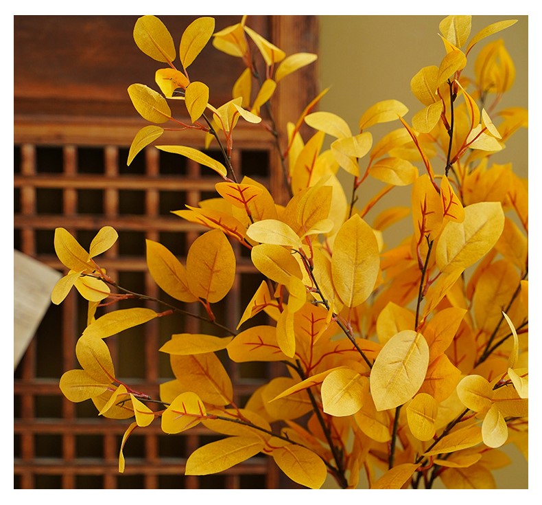 Venta al por mayor de tallos de hojas de plantas de otoño artificiales a granel 