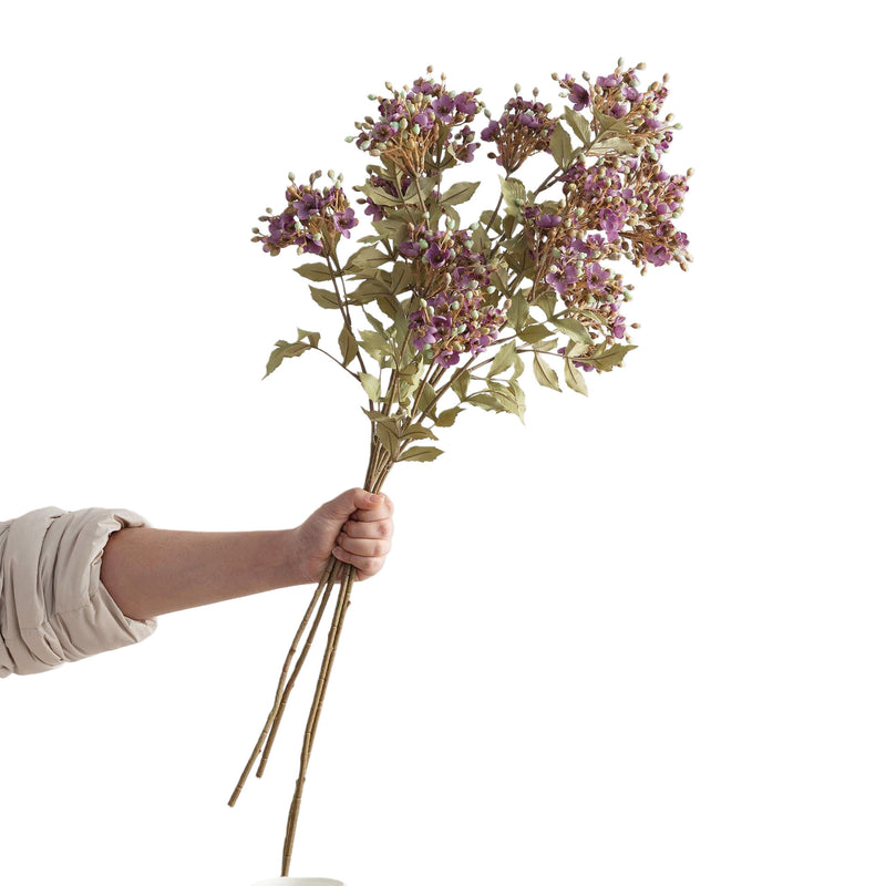 Artificial Viburnum Flower Stem, 3-Head Faux Silk Hydrangea-Style Filler, Rustic Floral Spray for Weddings & Home Decor