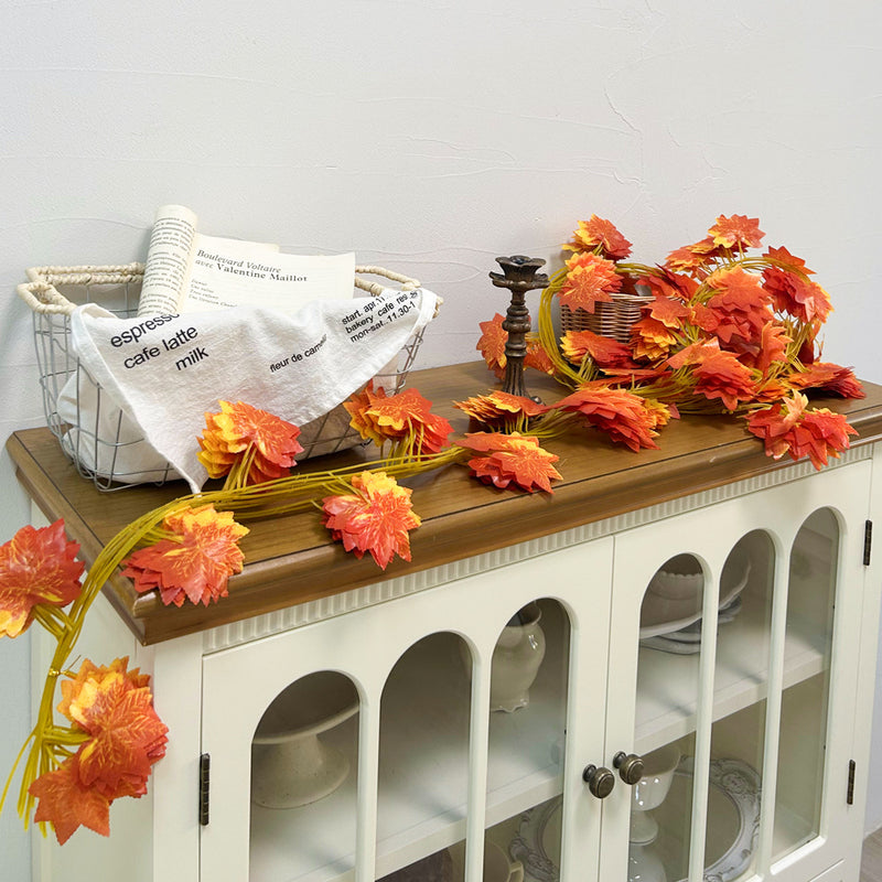 Artificial Maple Leaf Garland Vine, 12 Pack Fall Leaf Vines with 372 Faux Silk Leaves, Autumn Decor for Mantel, Wedding & Thanksgiving