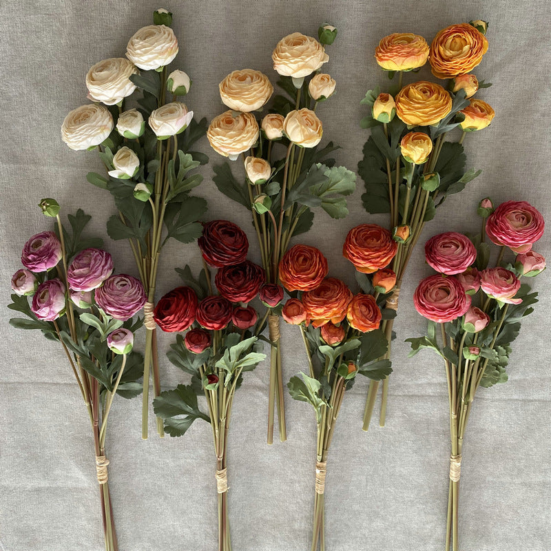 9-Bloom Hand-Tied Bouquet, Faux Silk Peony Stems, 22" Tall, Wedding & Home Decor