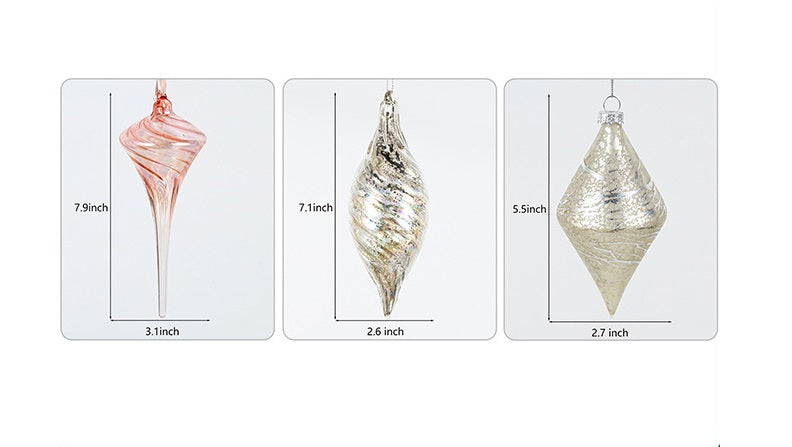 Bulk Christmas Glass Ornaments Sparkle Helical Drop Ornament for Christmas Tree Decor Wholesale