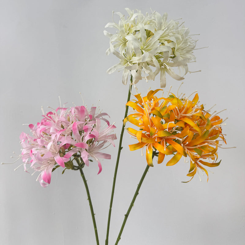 26" Faux Silk Lycoris Flower Bush, Retro Style, Perfect for Weddings, Events, and Home Decor