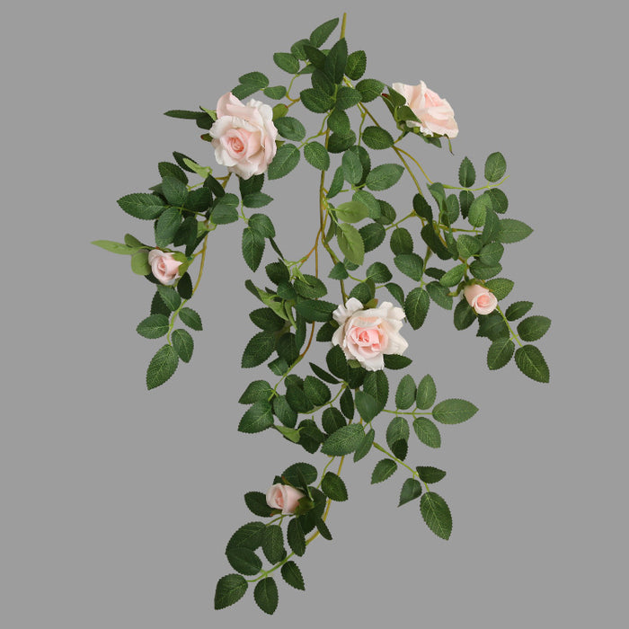 Venta al por mayor de flores artificiales colgantes de ratán rosa de 20 pulgadas a granel