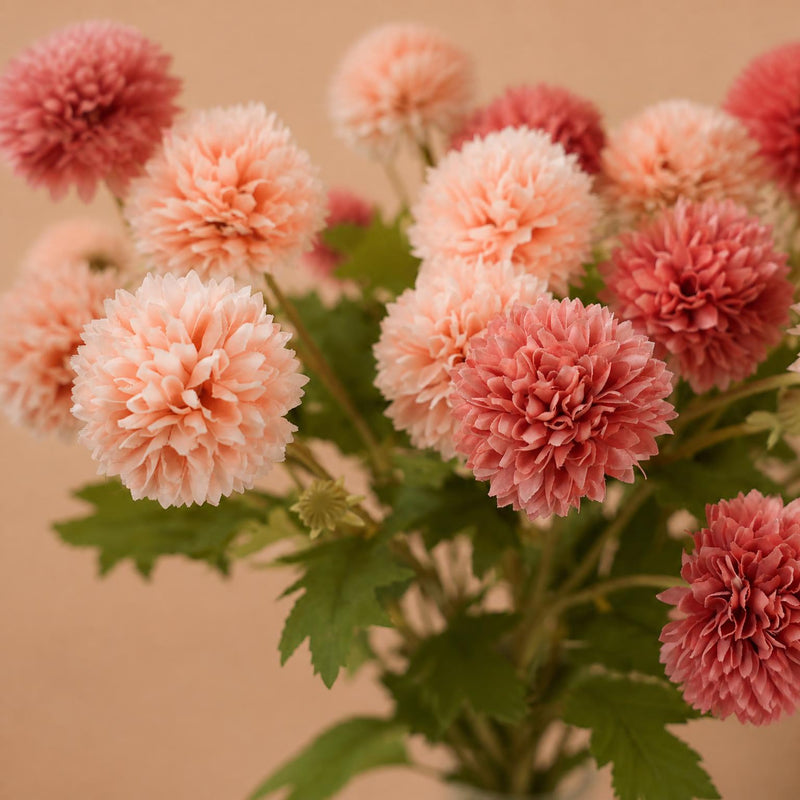 Autumn Dandelion & Chrysanthemum Bush, 4-Bloom Artificial Flower Arrangement for Home Decor, Weddings, and Events