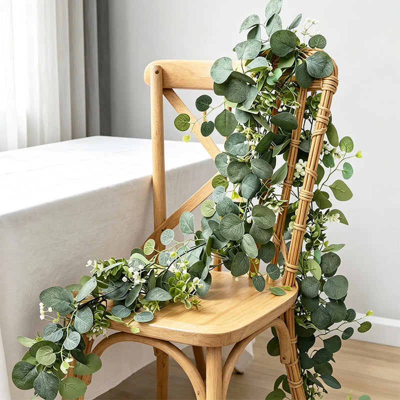 Artificial Ivy Vine Garland, Single Faux Silk Money Leaf & Eucalyptus Trailing Greenery for Wedding, Home & Window Display