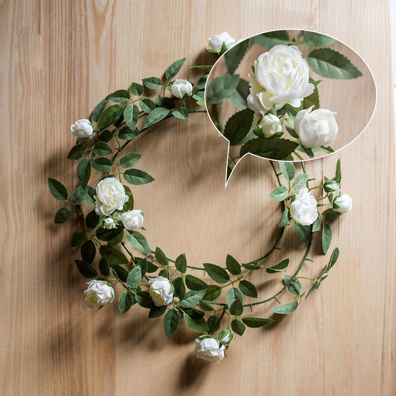Artificial Angus Rose Vine Garland, 57" Silk-Like Faux Flower Garland for Wedding Arch, Backdrop, Home Decor