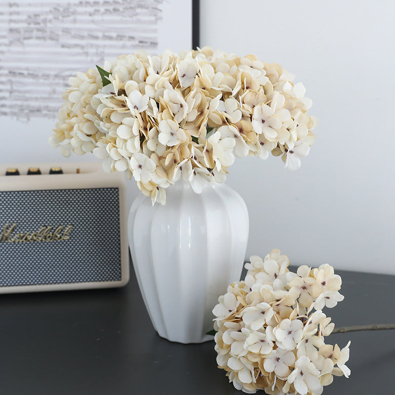 Artificial Hydrangea Stem, Autumn Faux Silk-Like Fabric Single Stem with 1 Bloom, Rustic Fall Flower for Weddings, Vases & Home Decor