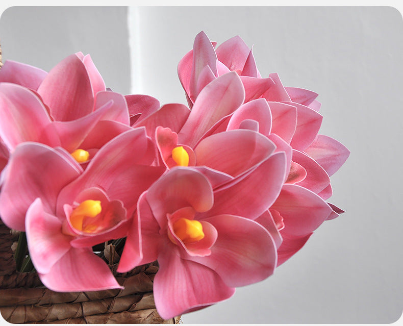 Bouquet de cymbidiums en vrac de 10 pouces, arrangement de fleurs jaunes au toucher réaliste, vente en gros