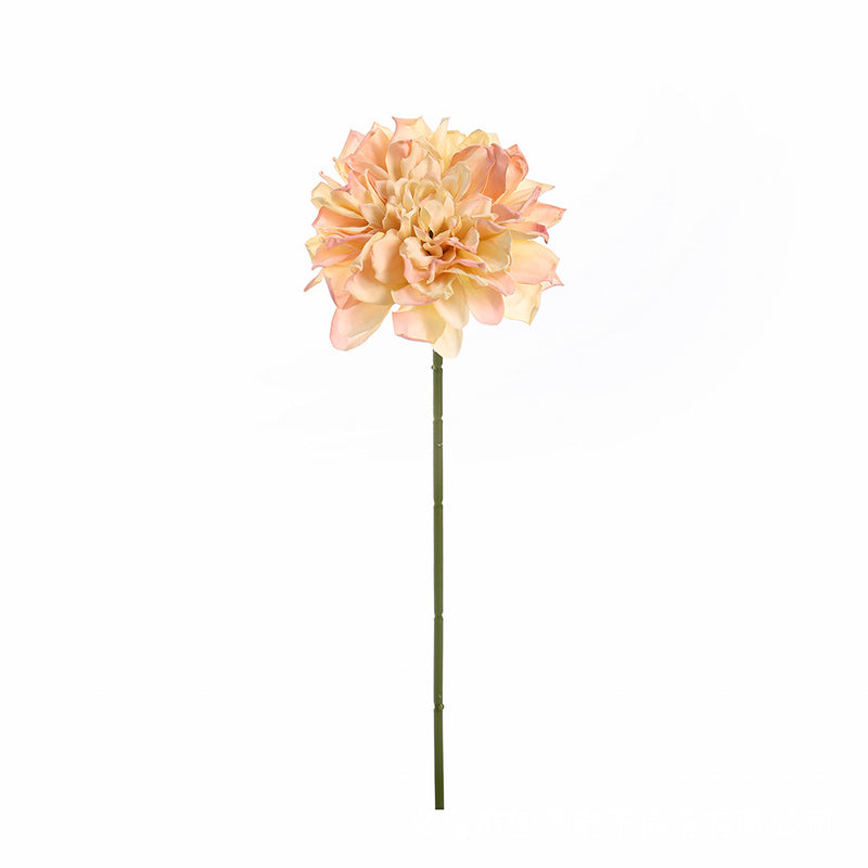 Burnt-Edge Dahlia Artificial Flower, Single Stem with 1 Bloom, Faux Silk Fabric, Wedding & Home Decor