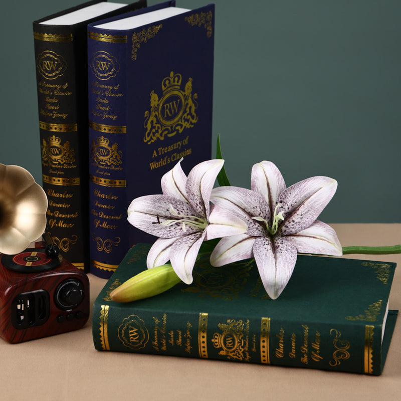 16" Single Stem Lily with 3 Blooms, Artificial Flower for Weddings, Home Decor, and Events