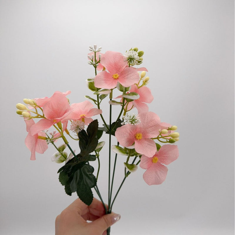 Hydrangea Bush with Pastel Blooms, Silk-Like Fabric, 14" Tall, Perfect for Home Decor, Weddings & Events