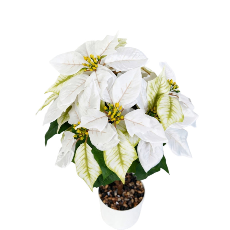 Artificial Poinsettia Christmas Bush with 23" Bloom, Silk-Like Faux Flowers for Holiday Decor, Weddings & Events