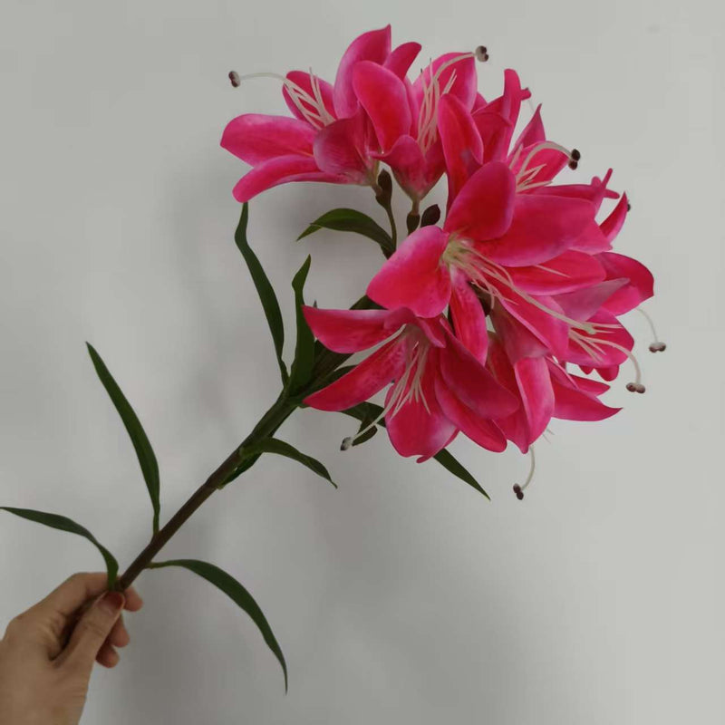 Single Stem Artificial Lily with 10 Blooms, 24" Silk-Like Faux Flowers for Weddings, Home Decor & Floral Arrangements