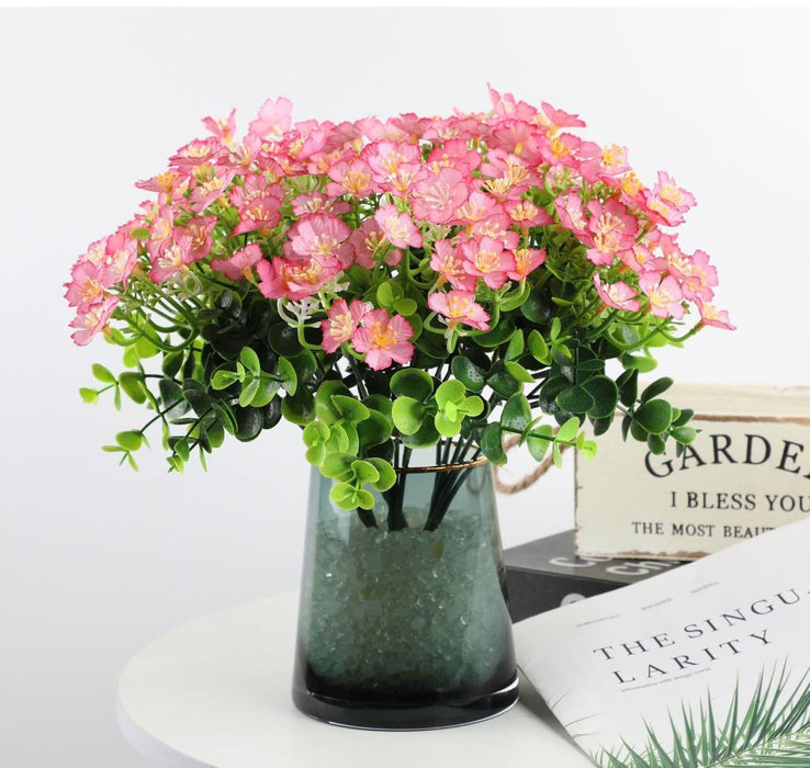 Flores artificiales a granel de 10 ", Oxalis para exteriores, resistentes a los rayos UV, plantas falsas para exteriores, venta al por mayor 
