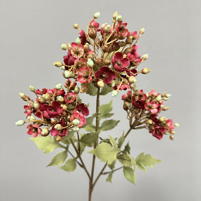Artificial Viburnum Flower Stem, 3-Head Faux Silk Hydrangea-Style Filler, Rustic Floral Spray for Weddings & Home Decor