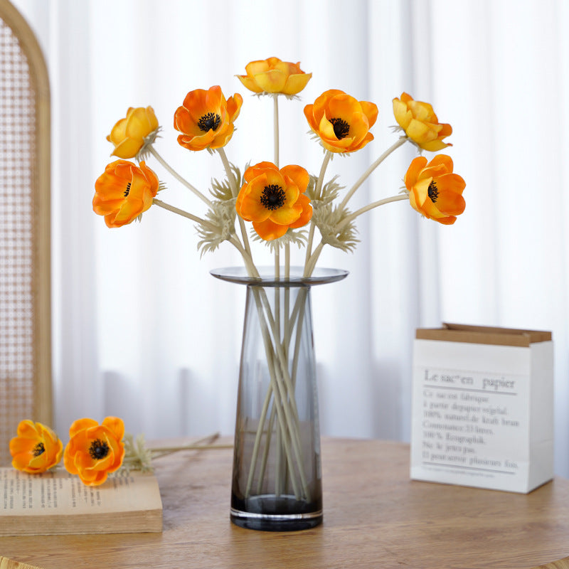 Paquete a granel de 9 piezas de 17 "Anemone Spray Stems Real Touch Flores artificiales al por mayor